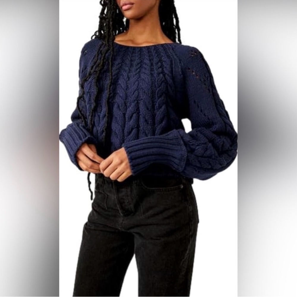 Free People Cable Crop Sweater